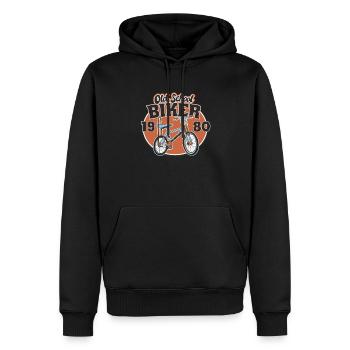 Old School Biker 1980. 43e anniversaire - Sweat à capuche Premium bio Homme - noir - Devant - Nico (187cm)