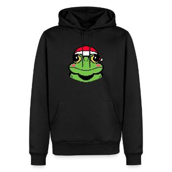 Frosch verpixelte Weihnachten - Lustige - Männer Premium Bio Hoodie - Schwarz - Vorne - Nico (187cm)