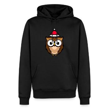 Eule Pixelated Christmas - Lustige Eule - Männer Premium Bio Hoodie - Schwarz - Vorne - Nico (187cm)