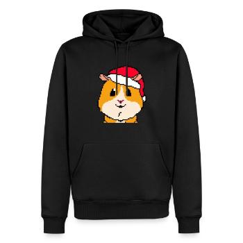 Cochon d’Inde Pixel Joyeux Noël - Sweat à capuche Premium bio Homme - noir - Devant - Nico (187cm)