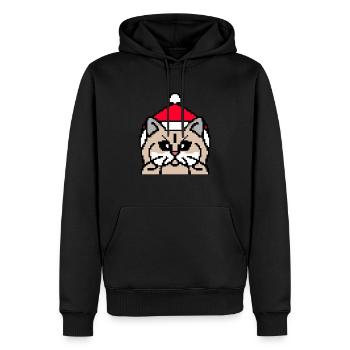 Noël pixelisé persan - Drôle - Sweat à capuche Premium bio Homme - noir - Devant - Nico (187cm)