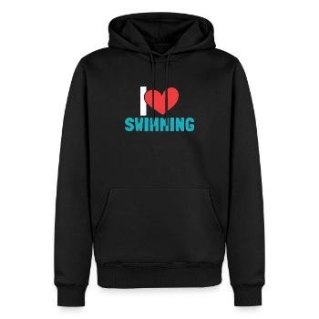 Schimmer Schwimmen I Love Swimming - Männer Premium Bio Hoodie - Schwarz - Vorne - Nico (187cm)