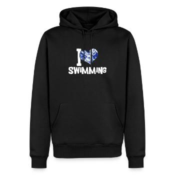 Schimmer Schwimmen I Love Swimming - Männer Premium Bio Hoodie - Schwarz - Vorne - Nico (187cm)