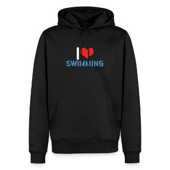 Schimmer Schwimmen I Love Swimming - Männer Premium Bio Hoodie - Schwarz - Vorne - Nico (187cm)
