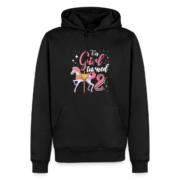 Karussell-geburtstagsfeier Dieses Mädchen Wurde 2 - Männer Premium Bio Hoodie - Schwarz - Vorne - Nico (187cm)