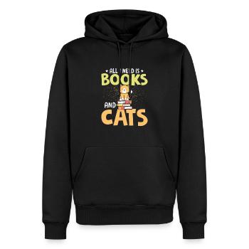 All I Need Is Books And Cats Reading Book Lover - Männer Premium Bio Hoodie - Schwarz - Vorne - Nico (187cm)