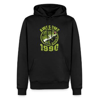 Génial depuis 1990. Angel, l’anniversaire du pêcheur - Sweat à capuche Premium bio Homme - noir - Devant - Nico (187cm)