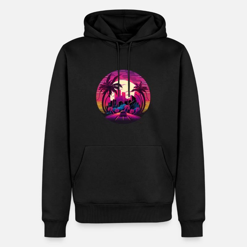 Retrowave Synthwave 80s Design - Männer Premium Bio Hoodie - Schwarz