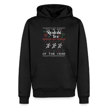 Marathon Läufer Ugly Christmas Sweater Weihnachten - Männer Premium Bio Hoodie - Schwarz - Vorne - Nico (187cm)