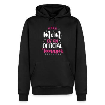 Fière maman d’un adolescent officiel pour ses 13 ans - Sweat à capuche Premium bio Homme - noir - Devant - Nico (187cm)