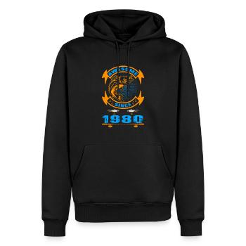Awesome since 1980. Angel, Angler Geburtstag - Männer Premium Bio Hoodie - Schwarz - Vorne - Nico (187cm)