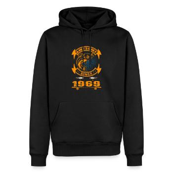 Génial depuis 1969. Ange, Angler Anniversaire - Sweat à capuche Premium bio Homme - noir - Devant - Nico (187cm)