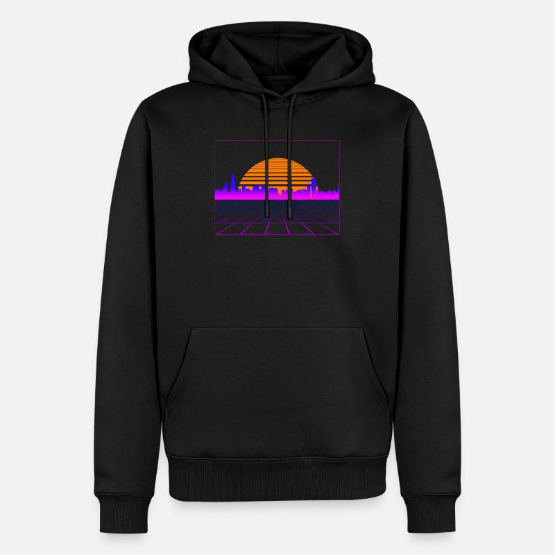 Retrowave Synthwave 80s Design - Männer Premium Bio Hoodie - Schwarz