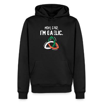 Maman, papa, je suis gaélique - Sweat à capuche Premium bio Homme - noir - Devant - Nico (187cm)