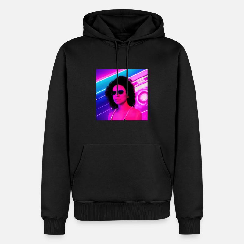 Retrowave Synthwave 80s Character Design - Männer Premium Bio Hoodie - Schwarz