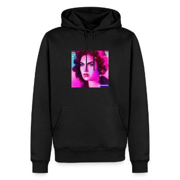 Retrowave Synthwave 80s Character Design - Männer Premium Bio Hoodie - Schwarz - Vorne - Nico (187cm)