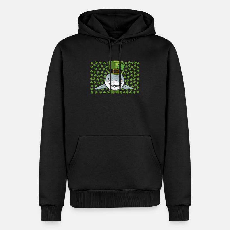 Poisson lutin requin trèfle Saint-Patrick - Sweat à capuche Premium bio Homme - noir