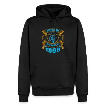 Génial depuis 1998. Ange, Angler Anniversaire - Sweat à capuche Premium bio Homme - noir - Devant - Nico (187cm)