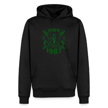 Awesome since 1987. Angel, Angler Geburtstag - Männer Premium Bio Hoodie - Schwarz - Vorne - Nico (187cm)