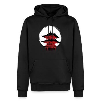 Japanischer Tempel unter der Sonne - Männer Premium Bio Hoodie - Schwarz - Vorne - Nico (187cm)