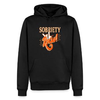 Sobriety Rocks! Retro Cool Sober Designs - Männer Premium Bio Hoodie - Schwarz - Vorne - Nico (187cm)