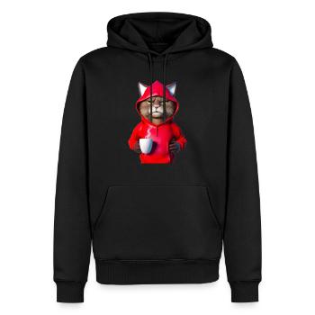 Bonjour café chat - Sweat à capuche Premium bio Homme - noir - Devant - Nico (187cm)