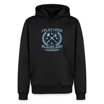 Idée cadeau Metalsmith Play With Blades And Hammers - Sweat à capuche Premium bio Homme - noir - Devant - Nico (187cm)