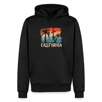 Californie Été Soleil Palmiers Plage Eau - Sweat à capuche Premium bio Homme - noir - Devant - Nico (187cm)