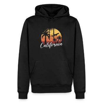 Californie Soleil d’été Palm Beach Eau - Sweat à capuche Premium bio Homme - noir - Devant - Nico (187cm)