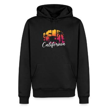 Californie Soleil d’été Palm Beach Eau - Sweat à capuche Premium bio Homme - noir - Devant - Nico (187cm)