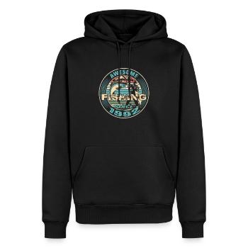 Génial depuis 1992. Angel, l’anniversaire du pêcheur - Sweat à capuche Premium bio Homme - noir - Devant - Nico (187cm)