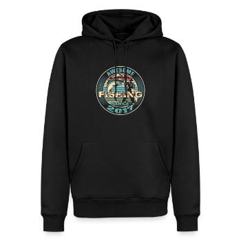 Génial depuis 2017. Angel, l’anniversaire du pêcheur - Sweat à capuche Premium bio Homme - noir - Devant - Nico (187cm)