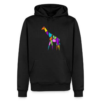Girafe géométrique - Sweat à capuche Premium bio Homme - noir - Devant - Nico (187cm)
