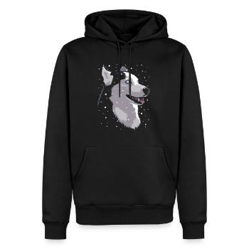 Siberian Husky im Schnee - Männer Premium Bio Hoodie - Schwarz - Vorne - Nico (187cm)