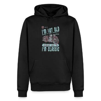 Je ne suis pas vieux, je suis classique. Anniversaire motard 1964 - Sweat à capuche Premium bio Homme - noir - Devant - Nico (187cm)