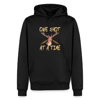 One Shot At A Time Retro Game Archery Hunting - Männer Premium Bio Hoodie - Schwarz - Vorne - Nico (187cm)