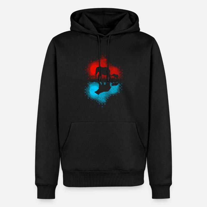Elefant Reflexion Bär - Männer Premium Bio Hoodie - Schwarz