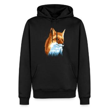 Renard dans la forêt - Sweat à capuche Premium bio Homme - noir - Devant - Nico (187cm)
