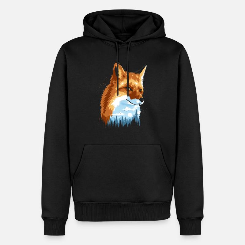 Fuchs im Wald - Männer Premium Bio Hoodie - Schwarz