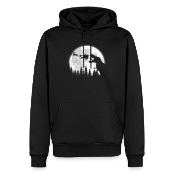 Le Père Noël échappe au dinosaure - Sweat à capuche Premium bio Homme - noir - Devant - Nico (187cm)