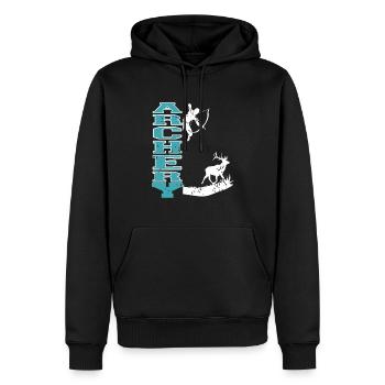 ARCHERY Retro Cool T-shirt de chasse au tir à l’arc - Sweat à capuche Premium bio Homme - noir - Devant - Nico (187cm)