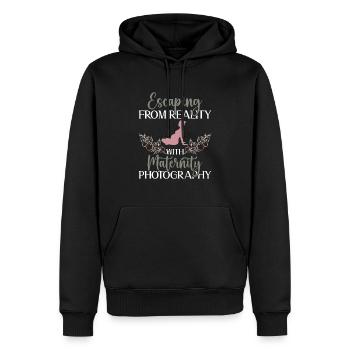 Grossesse Photographie Photographe Enceinte - Sweat à capuche Premium bio Homme - noir - Devant - Nico (187cm)