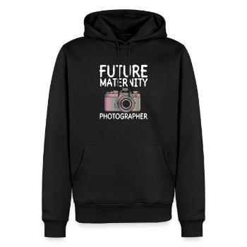 Grossesse Photographie Photographe Enceinte - Sweat à capuche Premium bio Homme - noir - Devant - Nico (187cm)