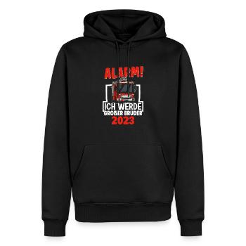 Alarm! Ich Werde Großer Bruder 2023 - Männer Premium Bio Hoodie - Schwarz - Vorne - Nico (187cm)