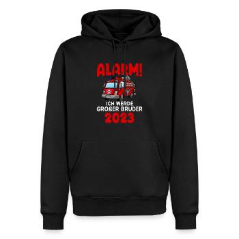 Alarm! Ich Werde Großer Bruder 2023 - Männer Premium Bio Hoodie - Schwarz - Vorne - Nico (187cm)