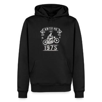 Awesome since 1975, biker 48th birthday - Men’s Premium Organic Hoodie - black - Front - Nico (187cm)