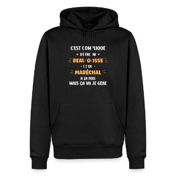 Beau gosse maréchal - Sweat à capuche Premium bio Homme - noir - Devant - Nico (187cm)