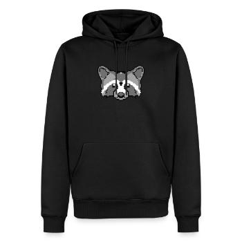 Verpixeltes Waschbärgesicht - Lustiger Waschbär - Männer Premium Bio Hoodie - Schwarz - Vorne - Nico (187cm)