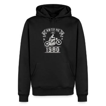 Awesome since 1980, Biker 43. Geburtstag - Männer Premium Bio Hoodie - Schwarz - Vorne - Nico (187cm)