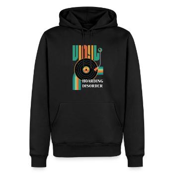 Retro Vinyl Schallplatten Platenspieler 70er - Männer Premium Bio Hoodie - Schwarz - Vorne - Nico (187cm)